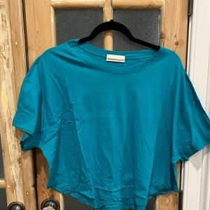Zenana round neck cropped Tshirt in lt teal sizes s,m,l